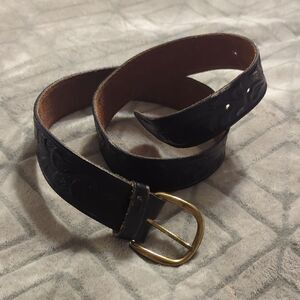 Black Western Pattern Press Stud / Popper Genuine Leather Strap